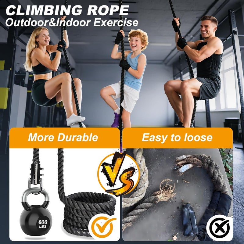 DAJOUJS Climbing Rope 1.5 Inch Diameter 10/15 / 20/30 Feet Length Gym Climbing Rope for Workout Fitness & Strength Training, Gym Rope, Exercise Climbing Rope in Black for Adults Outdoor & Indoor - Image 5